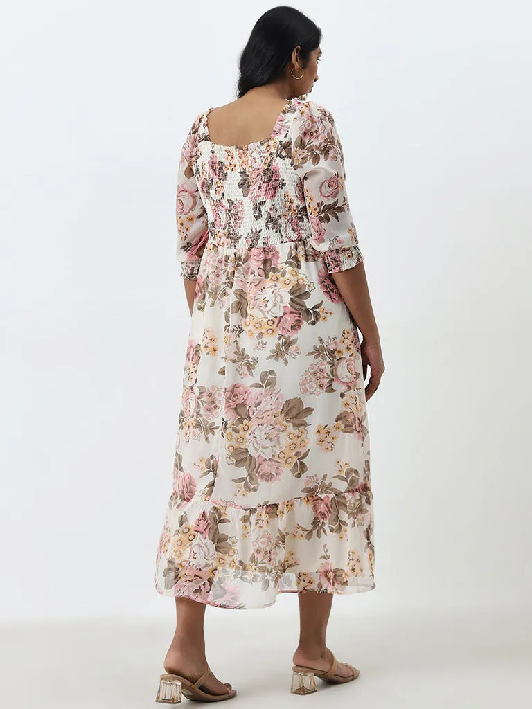 Gia Off-White Floral Tiered Dress