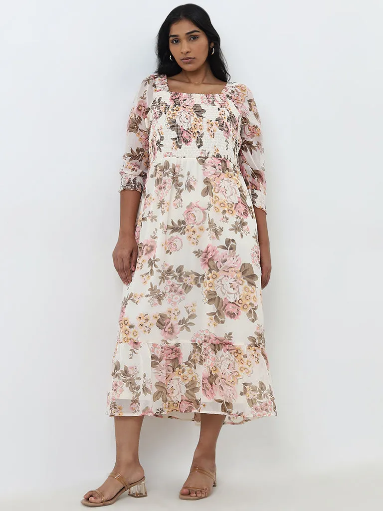 Gia Off-White Floral Tiered Dress