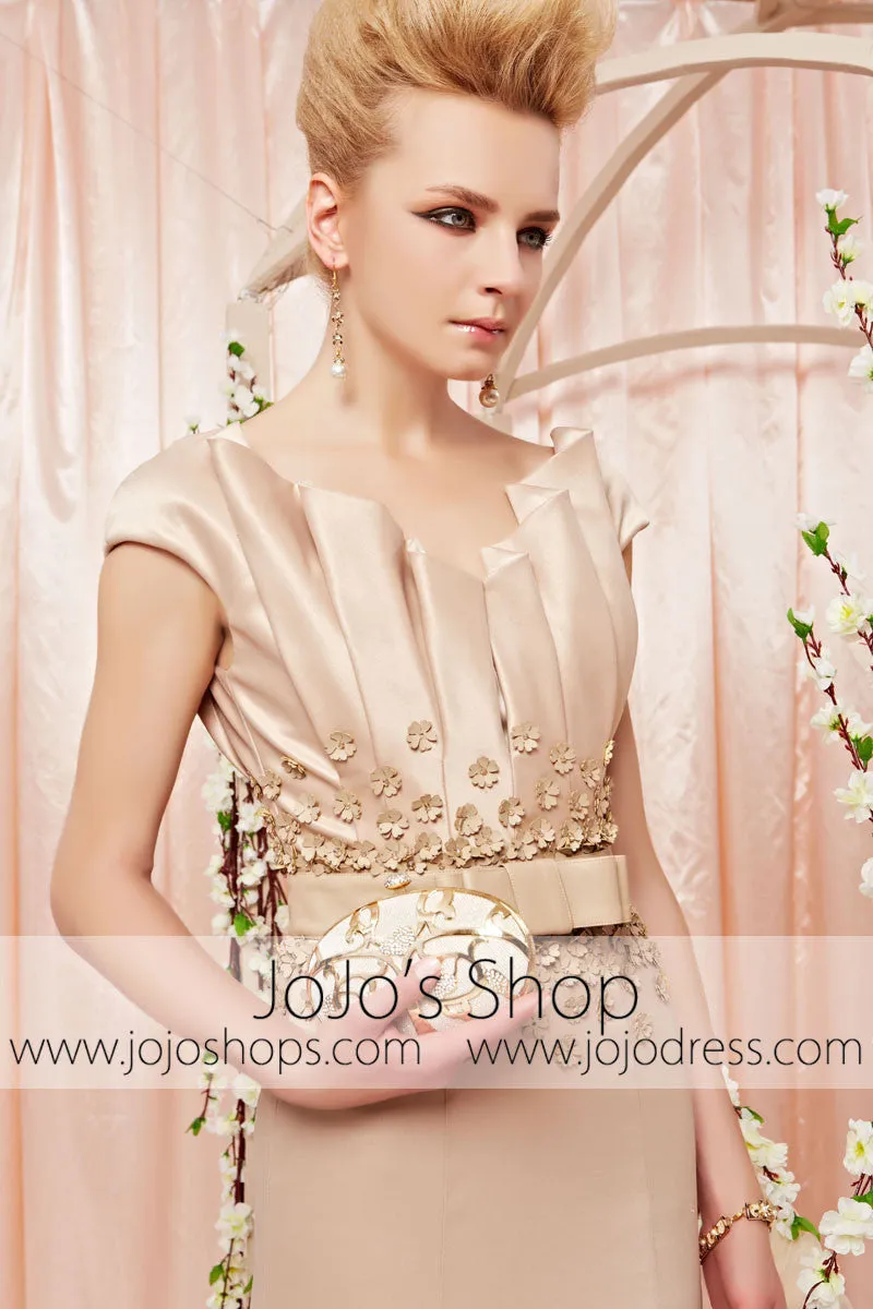 Gold Champagne Retro Fit and Flare Evening Dress CX830365