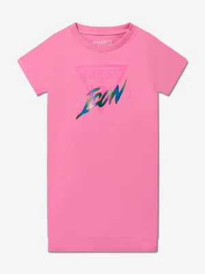 Guess Girls Icon T-Shirt Dress in Pink