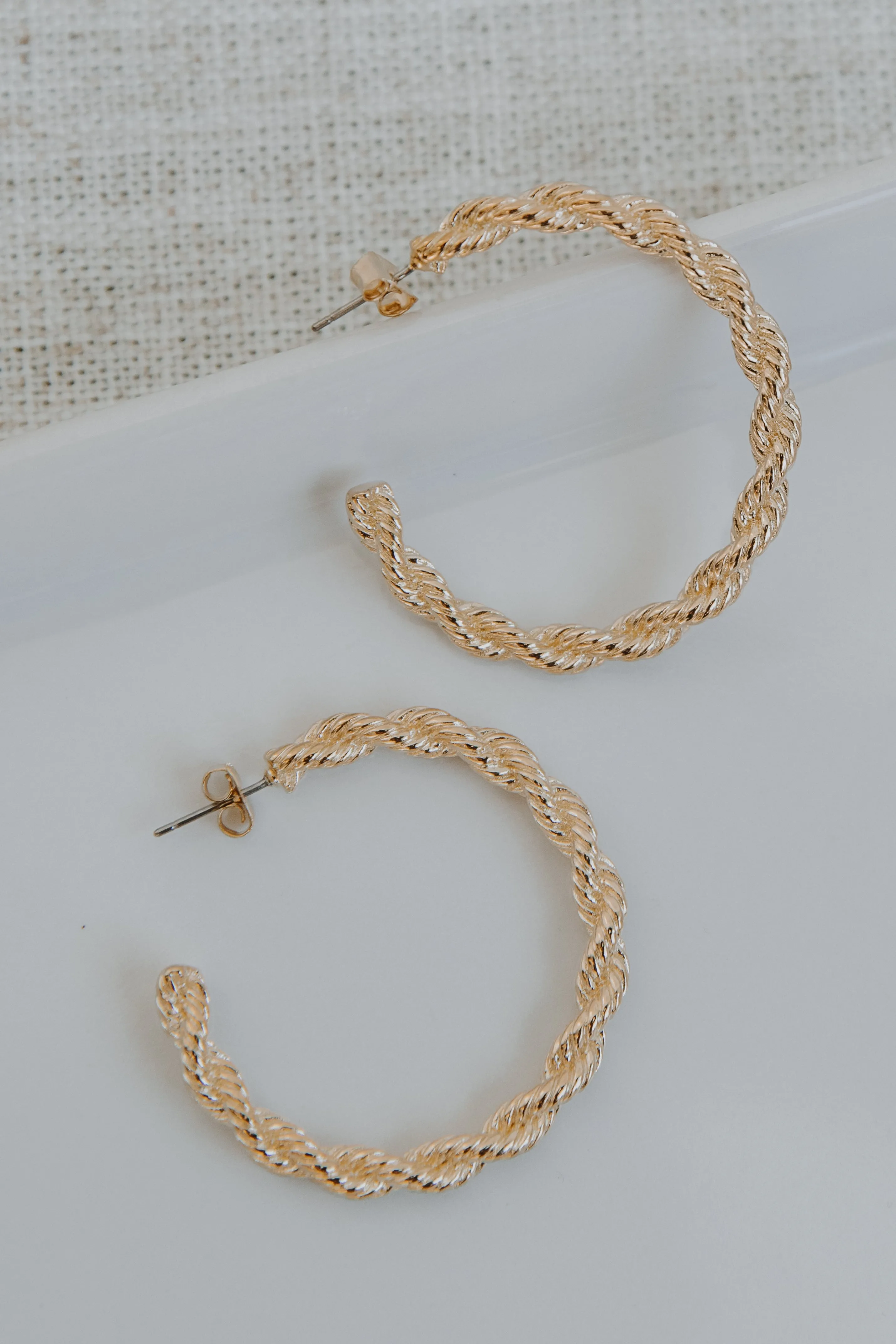 Hallie Gold Twisted Hoop Earrings