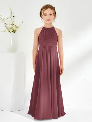 Halter Chiffon Junior Bridesmaid Dresses Mulberry