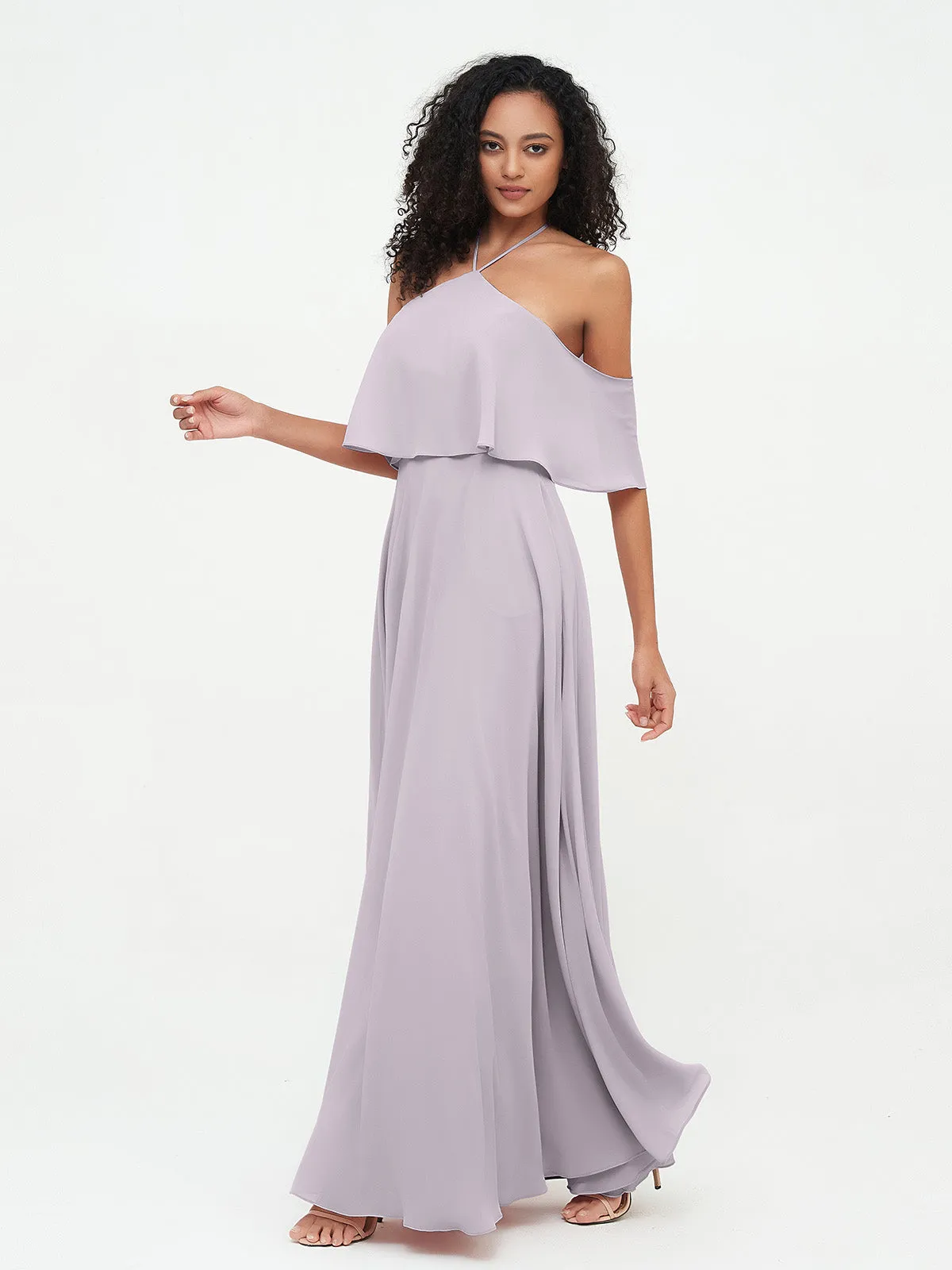 Halter Off the Shoulder Max Dresses with Pockets-Dusk Plus Size