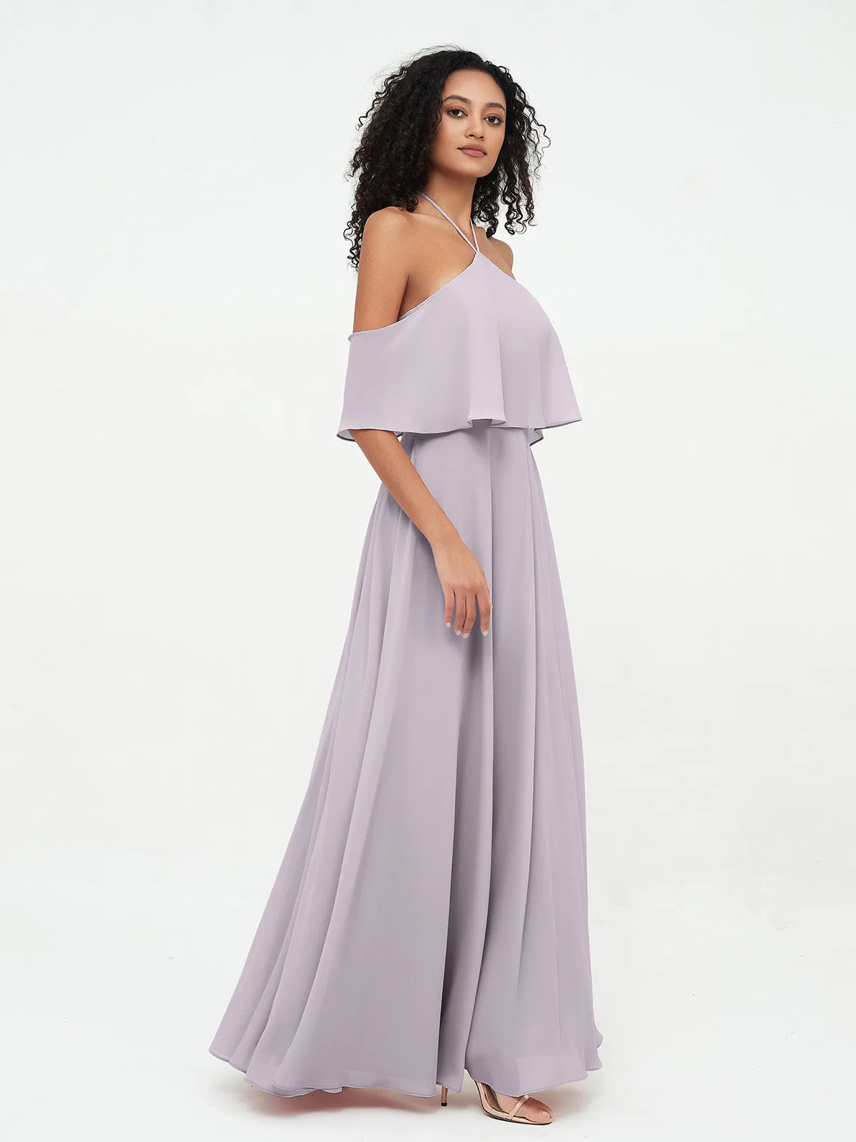 Halter Off the Shoulder Max Dresses with Pockets-Dusk Plus Size