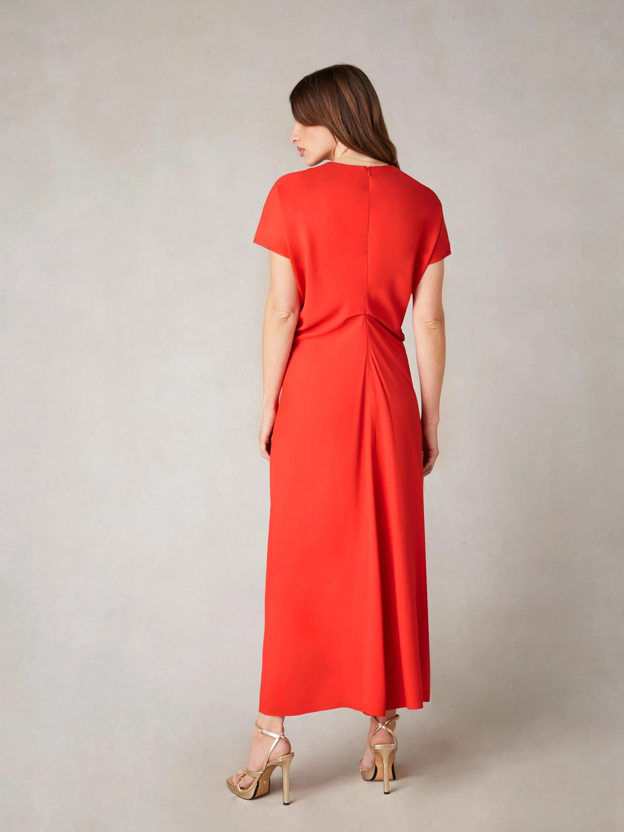 Harper Red Flutter Sleeve Midaxi Dress