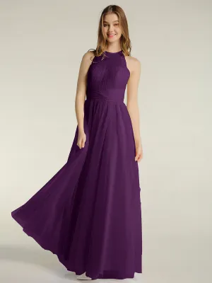 Illusion Neck Corss Waist Tulle Dresses-Grape Plus Size