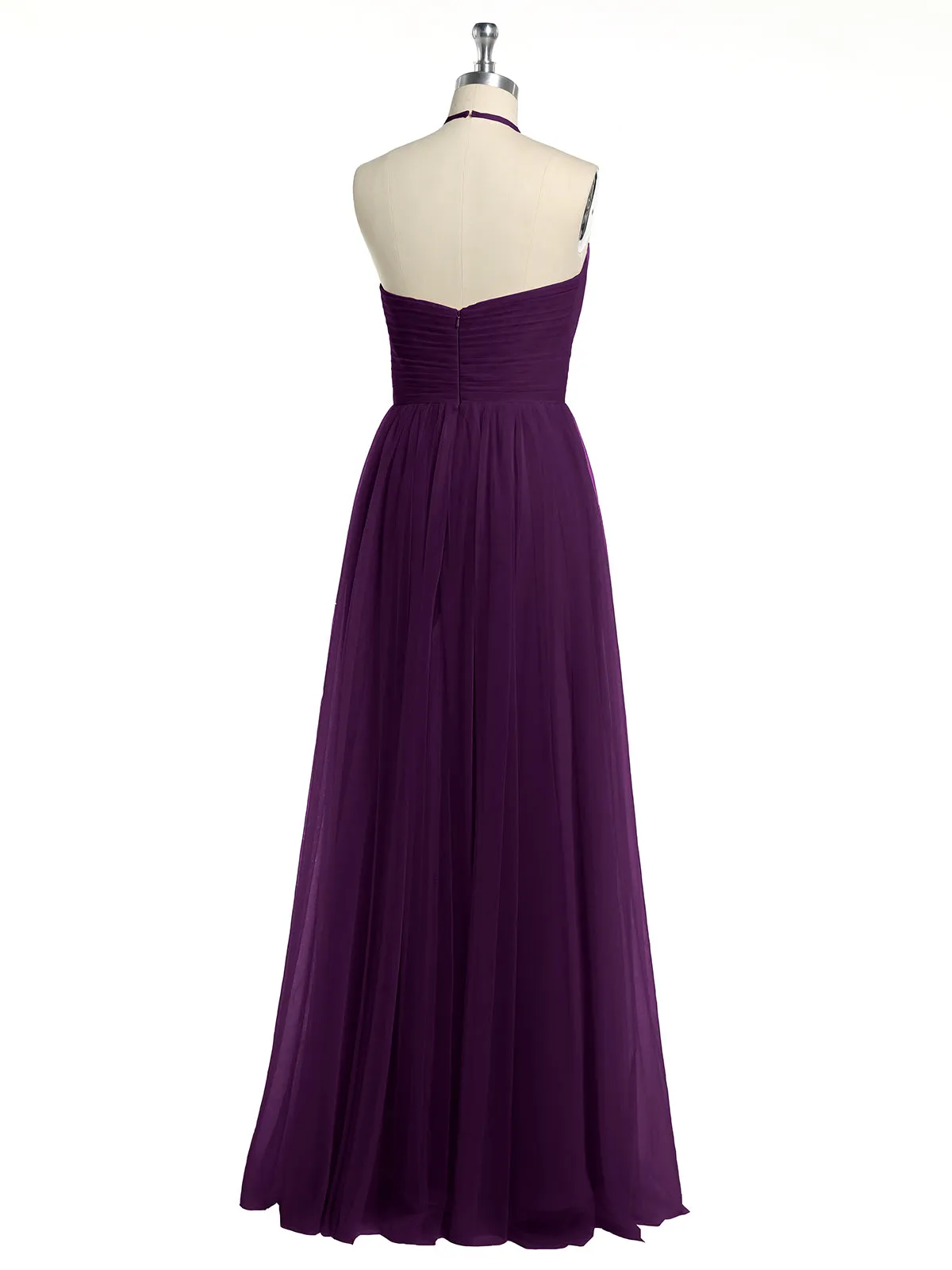 Illusion Neck Corss Waist Tulle Dresses-Grape Plus Size