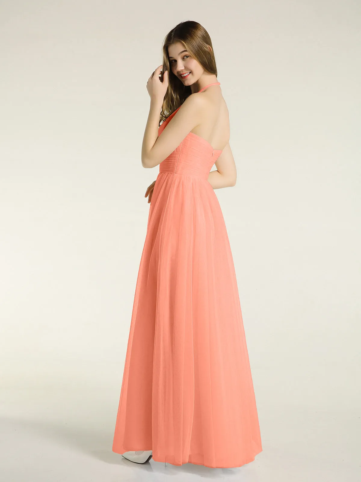 Illusion Neck Corss Waist Tulle Dresses-Sunset Plus Size