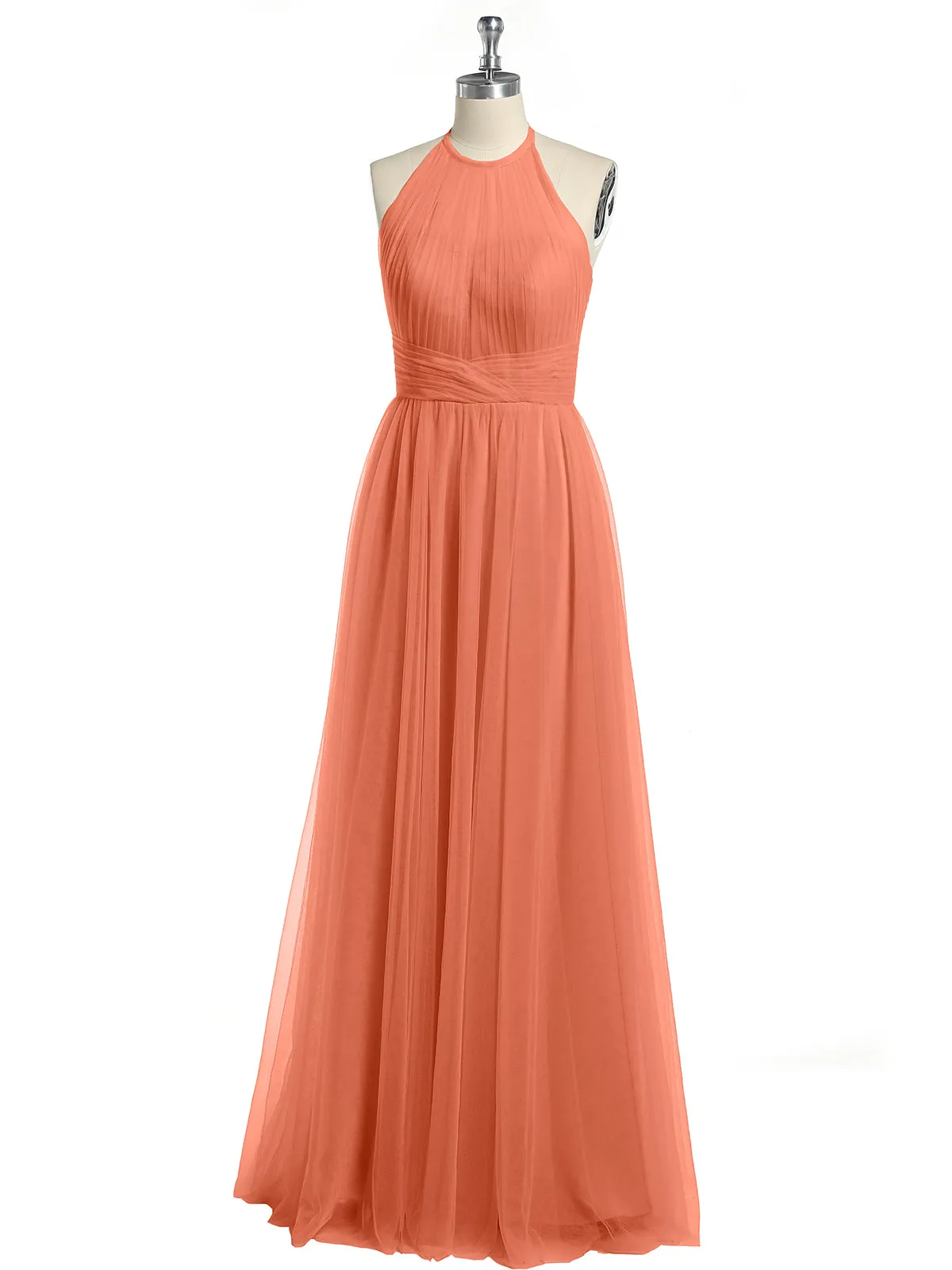 Illusion Neck Corss Waist Tulle Dresses-Sunset Plus Size