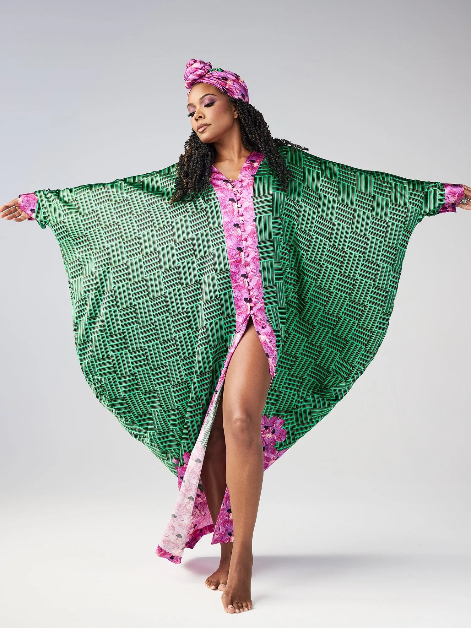 Iman Stretch-Silk Kaftan Maxi Dress - Fashion Collection