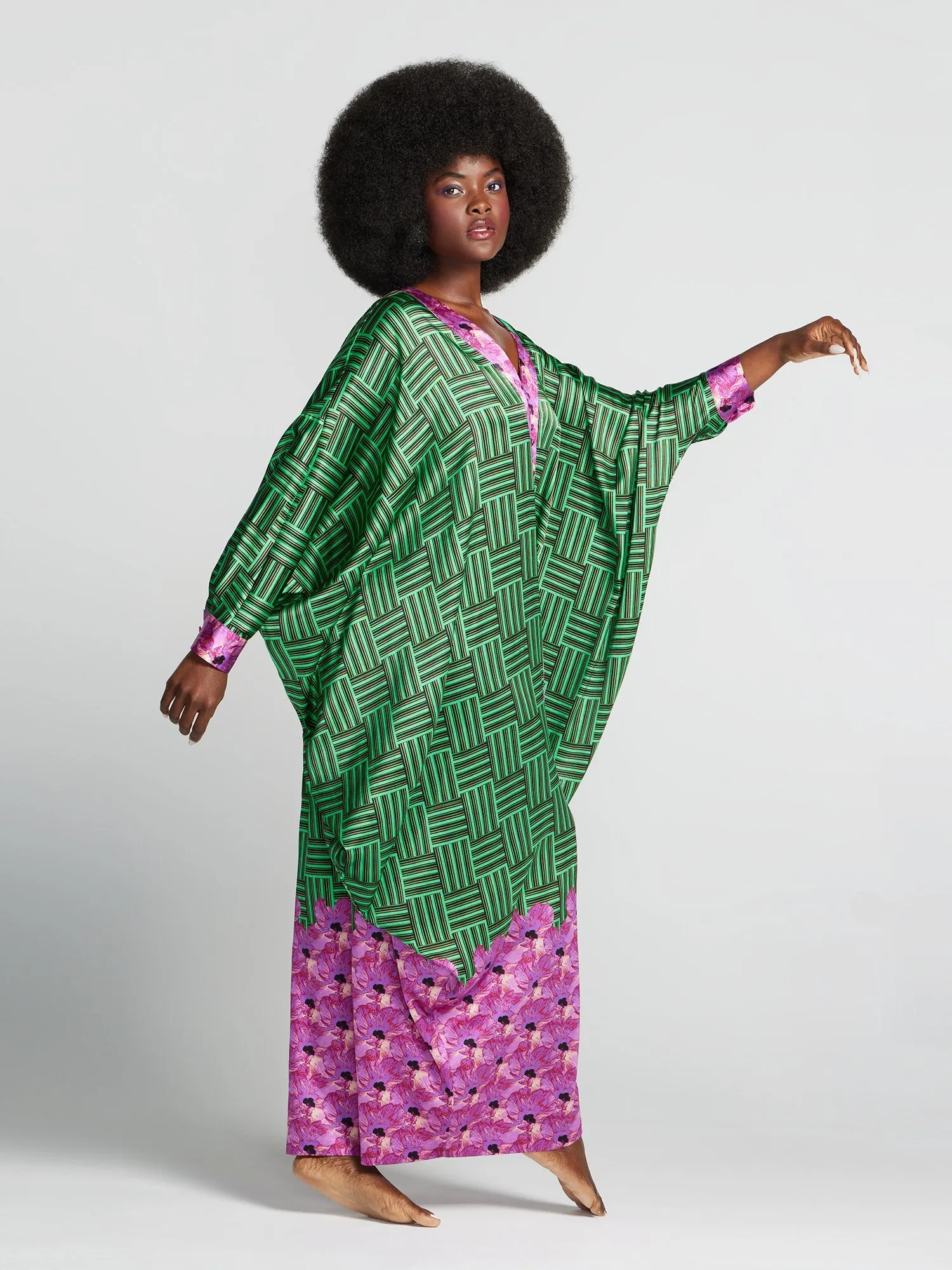 Iman Stretch-Silk Kaftan Maxi Dress - Fashion Collection