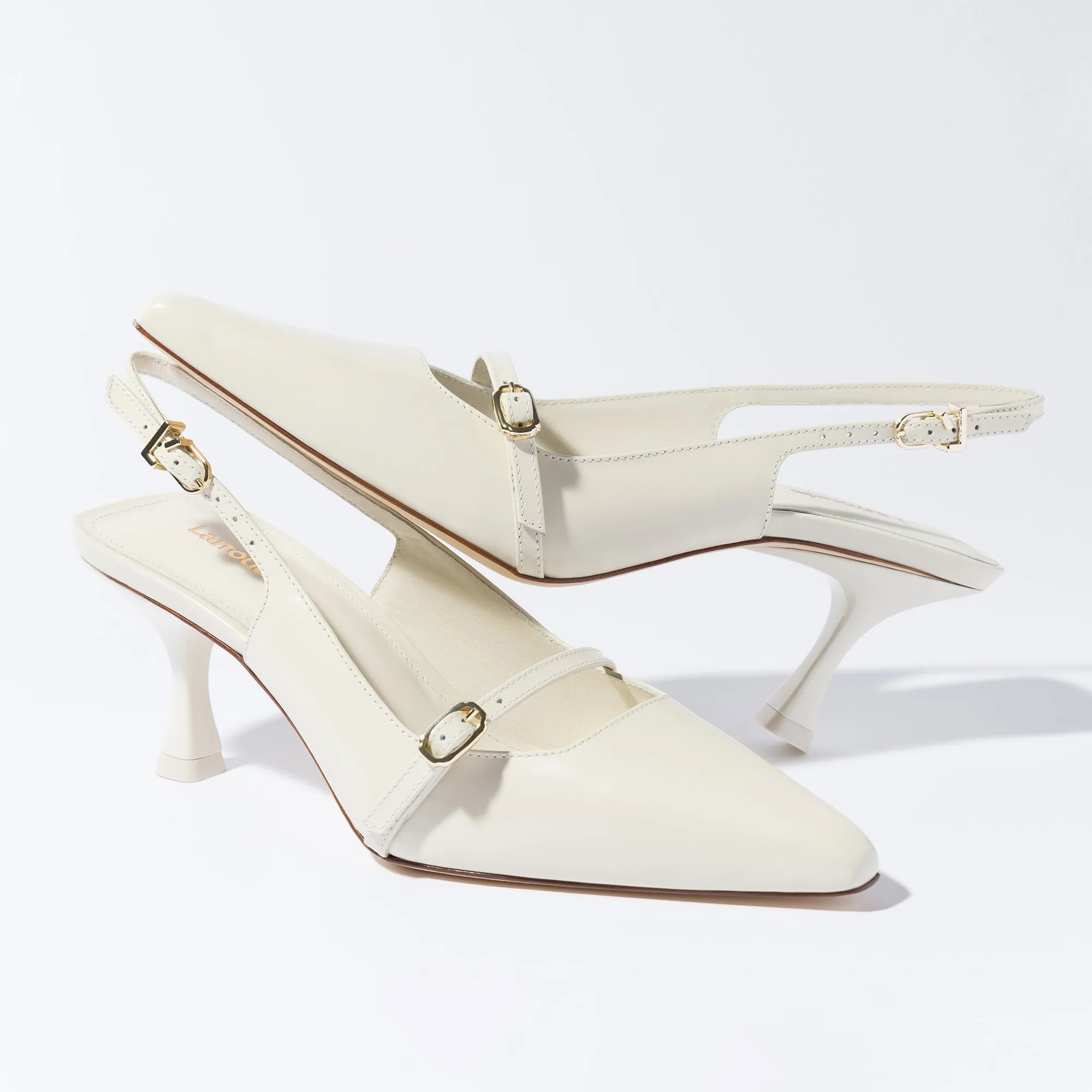 Ines Pump In Ivory Leather by Larroudé