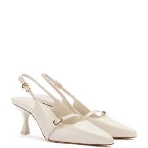 Ines Pump In Ivory Leather by Larroudé