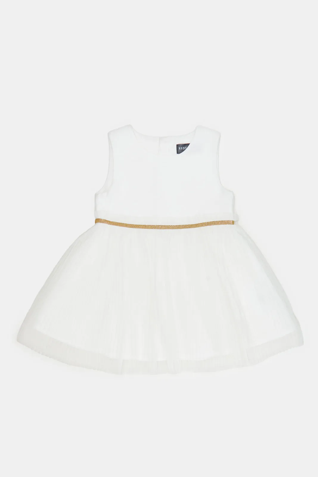 Infant Girls White Mesh Bottom Dress