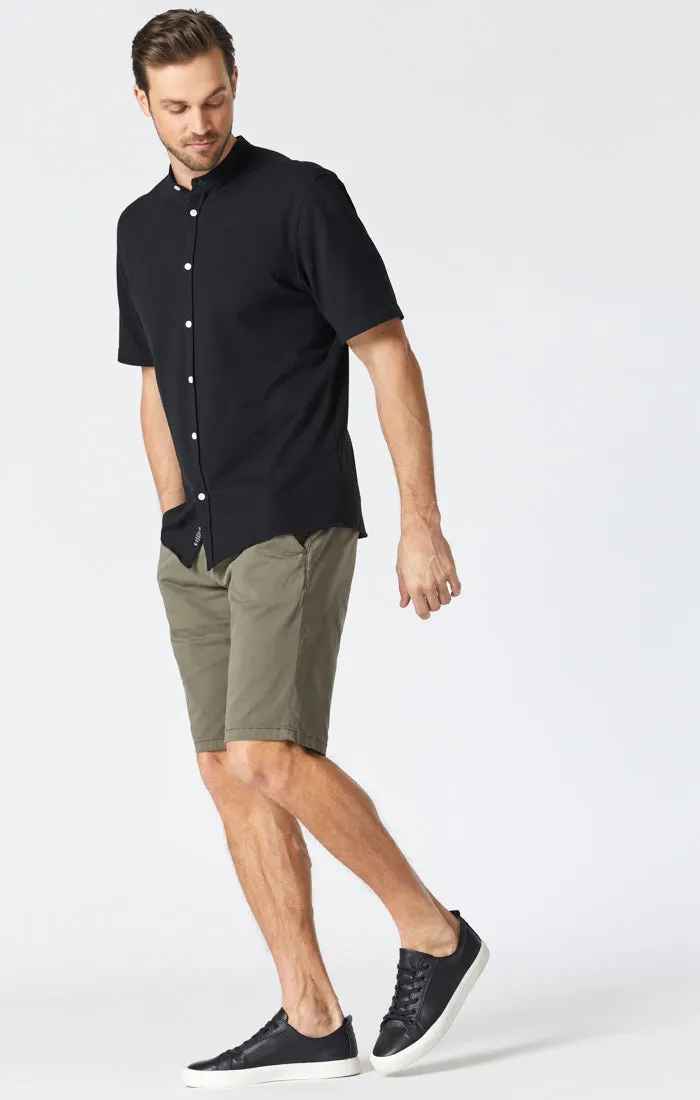 JACOB SHORTS IN DUSTY OLIVE SATEEN TWILL