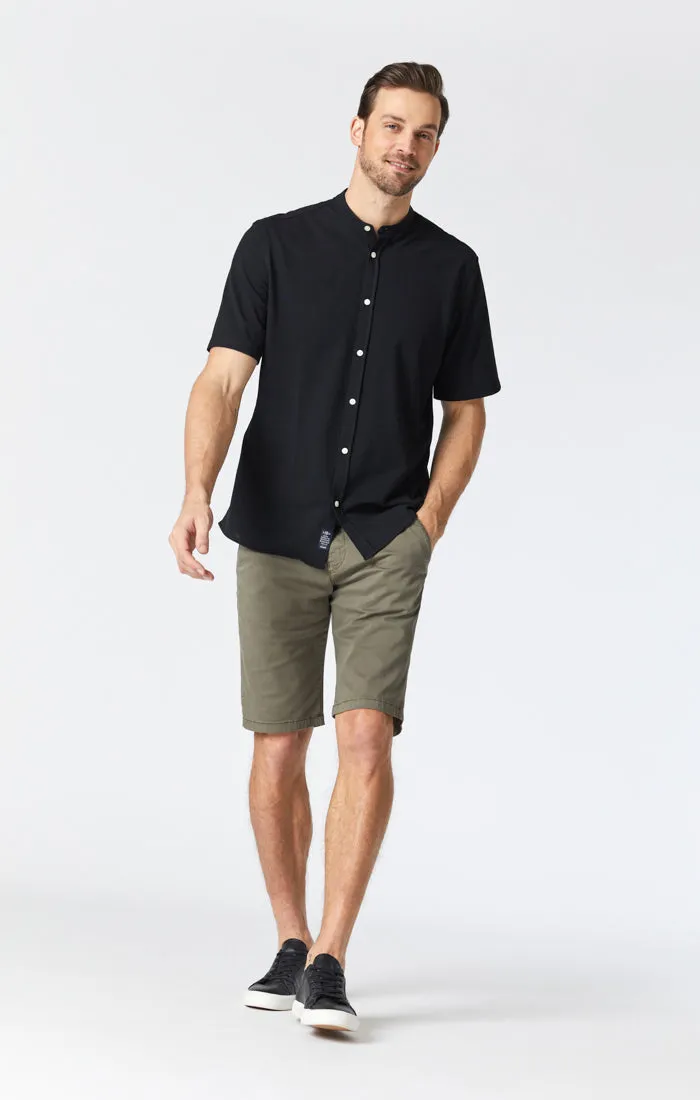 JACOB SHORTS IN DUSTY OLIVE SATEEN TWILL