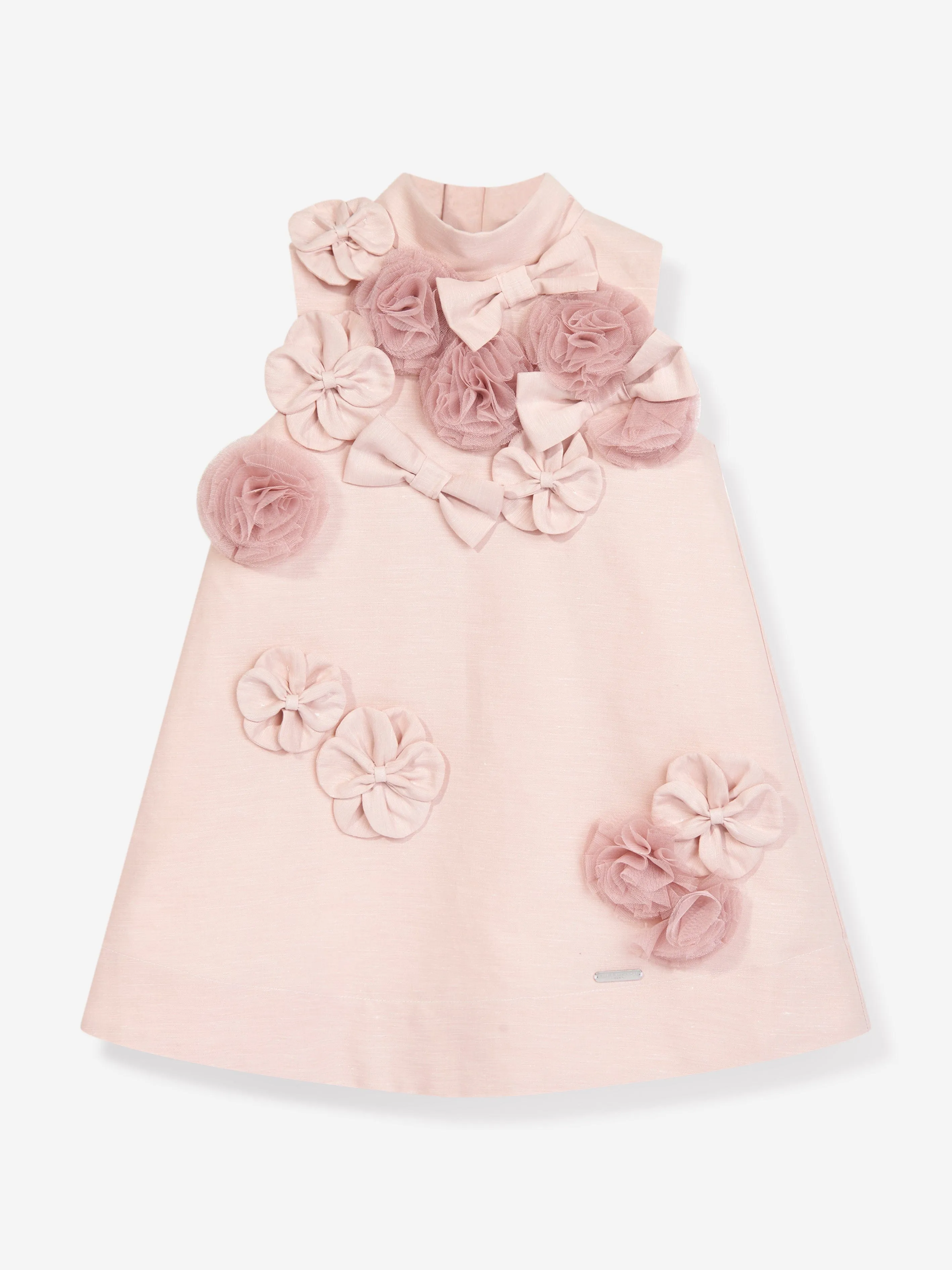 Jessie And James Girls Flowers And Bows Dress in Pink