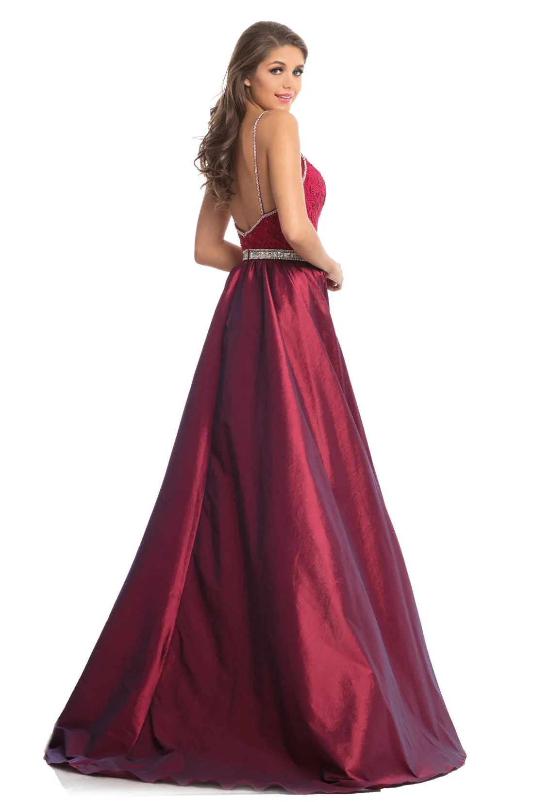 Johnathan Kayne 7242 Size 10 Raspberry Prom Dress Lace Pageant Gown OverSkirt Crystal Waistline Belt