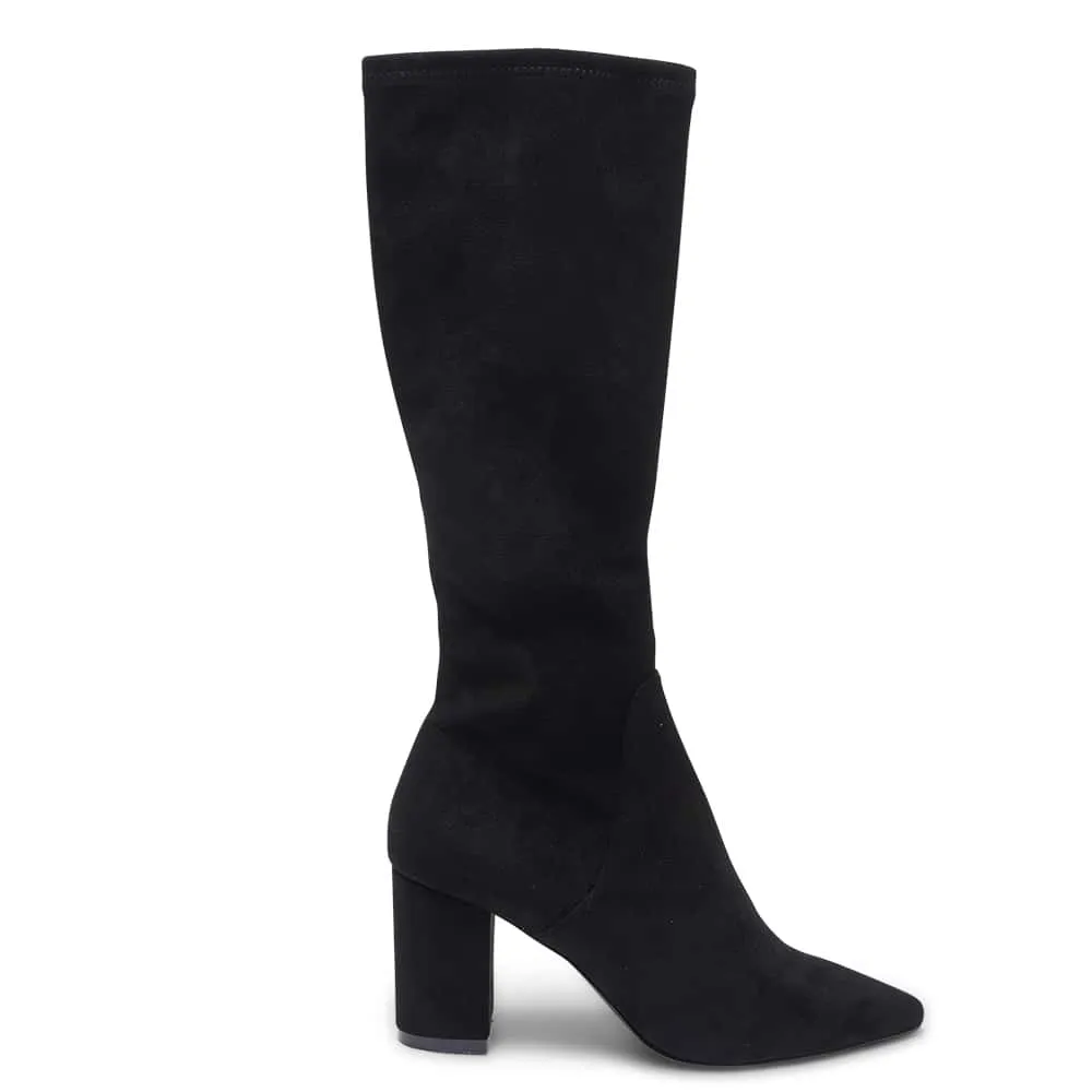 Kendall Boot in Black Stretch Suede