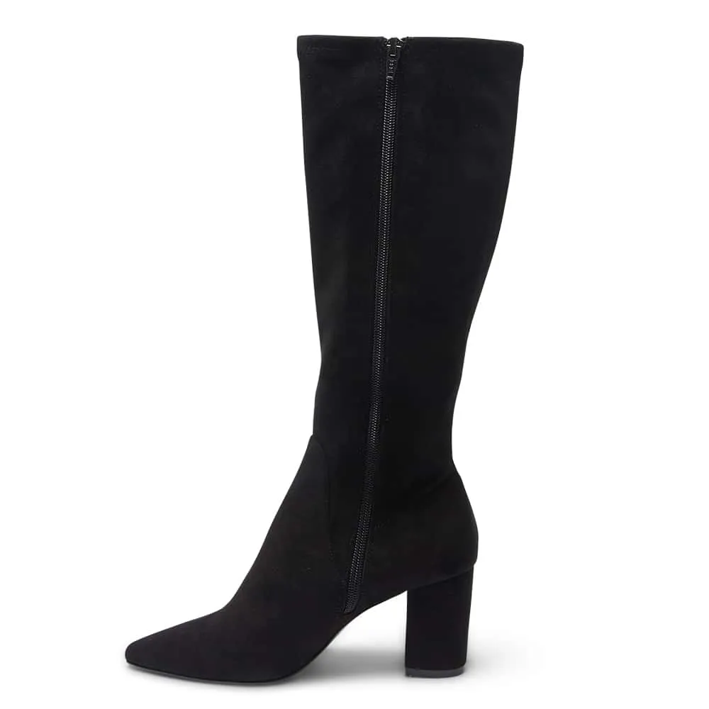 Kendall Boot in Black Stretch Suede