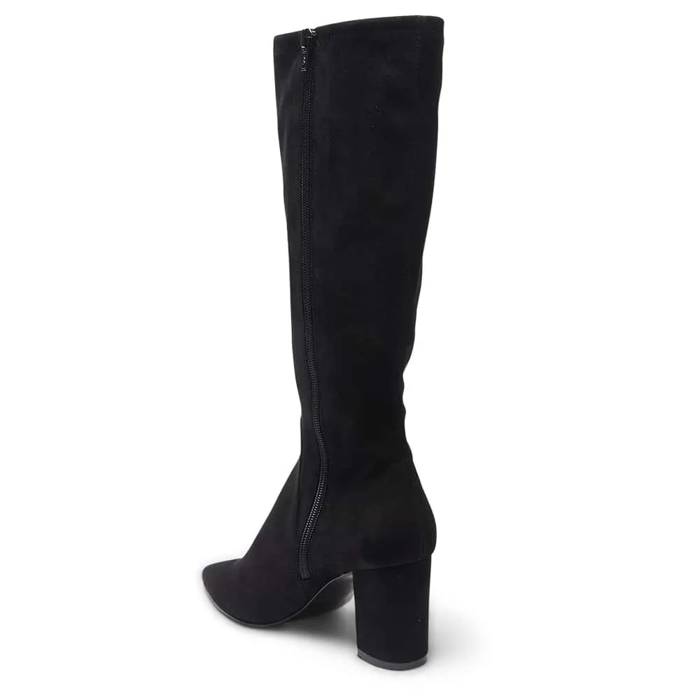 Kendall Boot in Black Stretch Suede