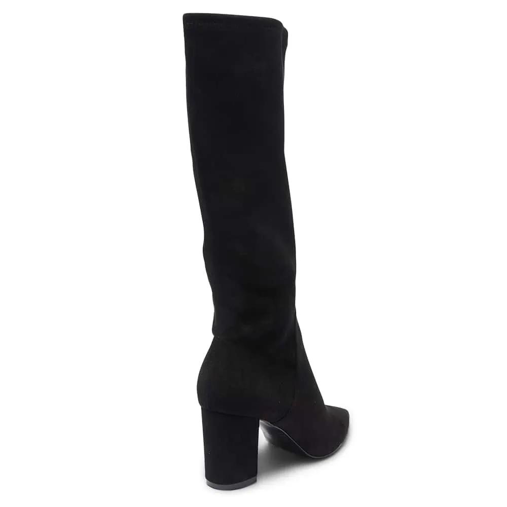 Kendall Boot in Black Stretch Suede