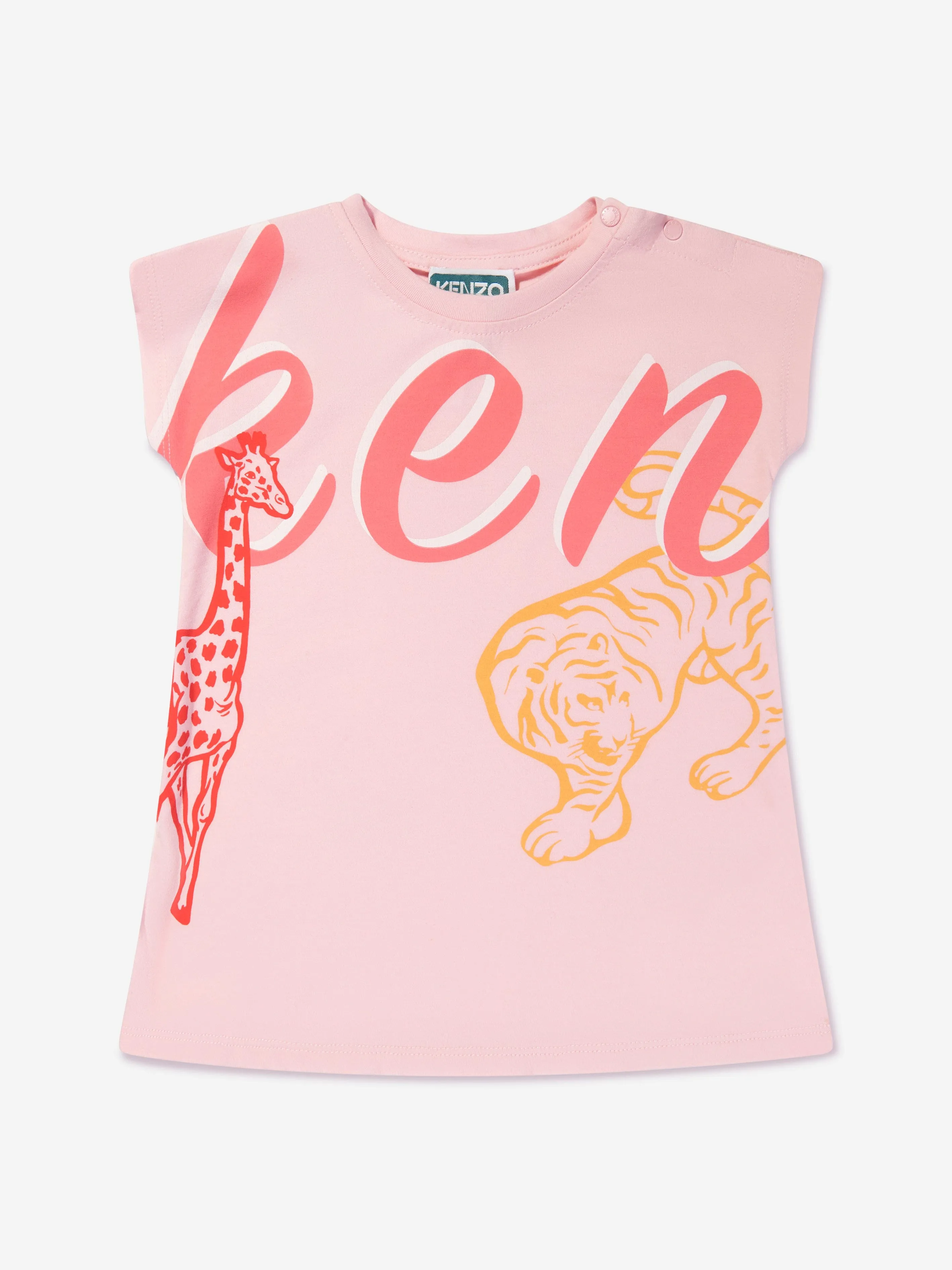 KENZO Baby Girls Organic Cotton Logo Dress in Pink