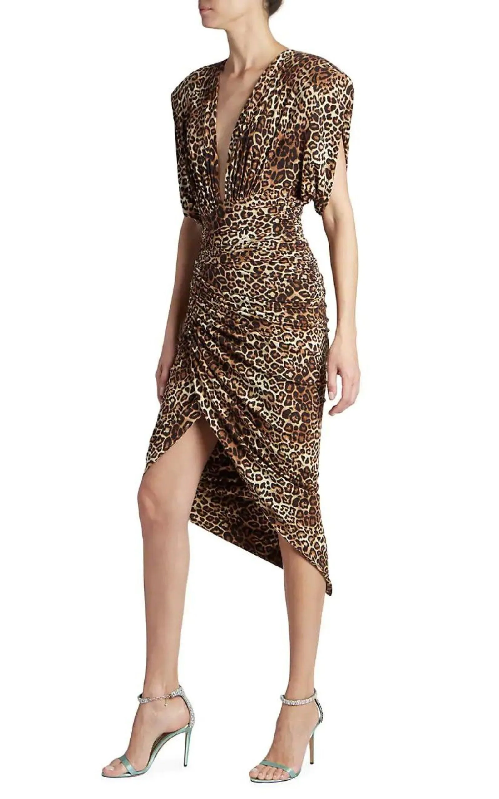 Leopard-print Ruched Dress