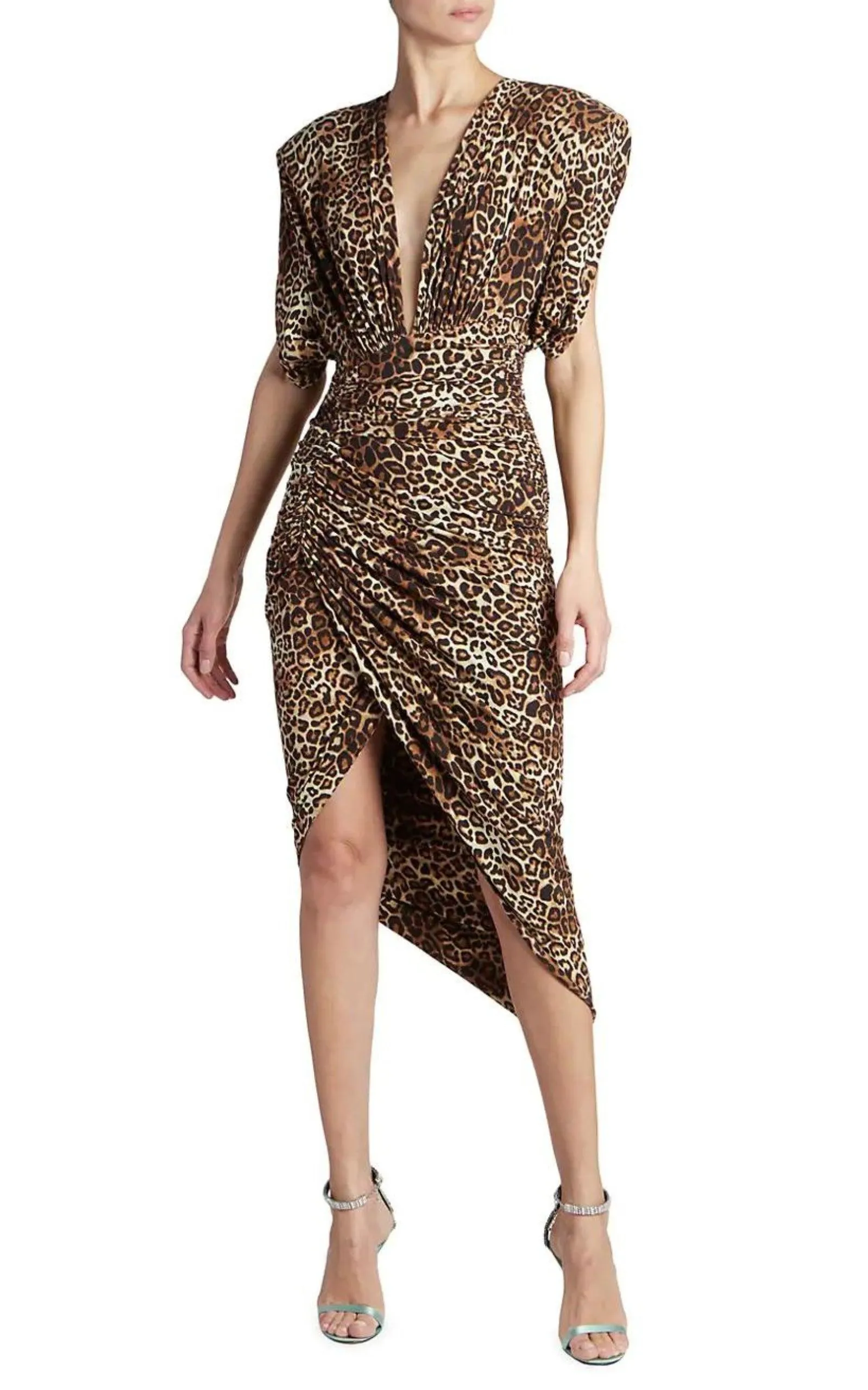 Leopard-print Ruched Dress