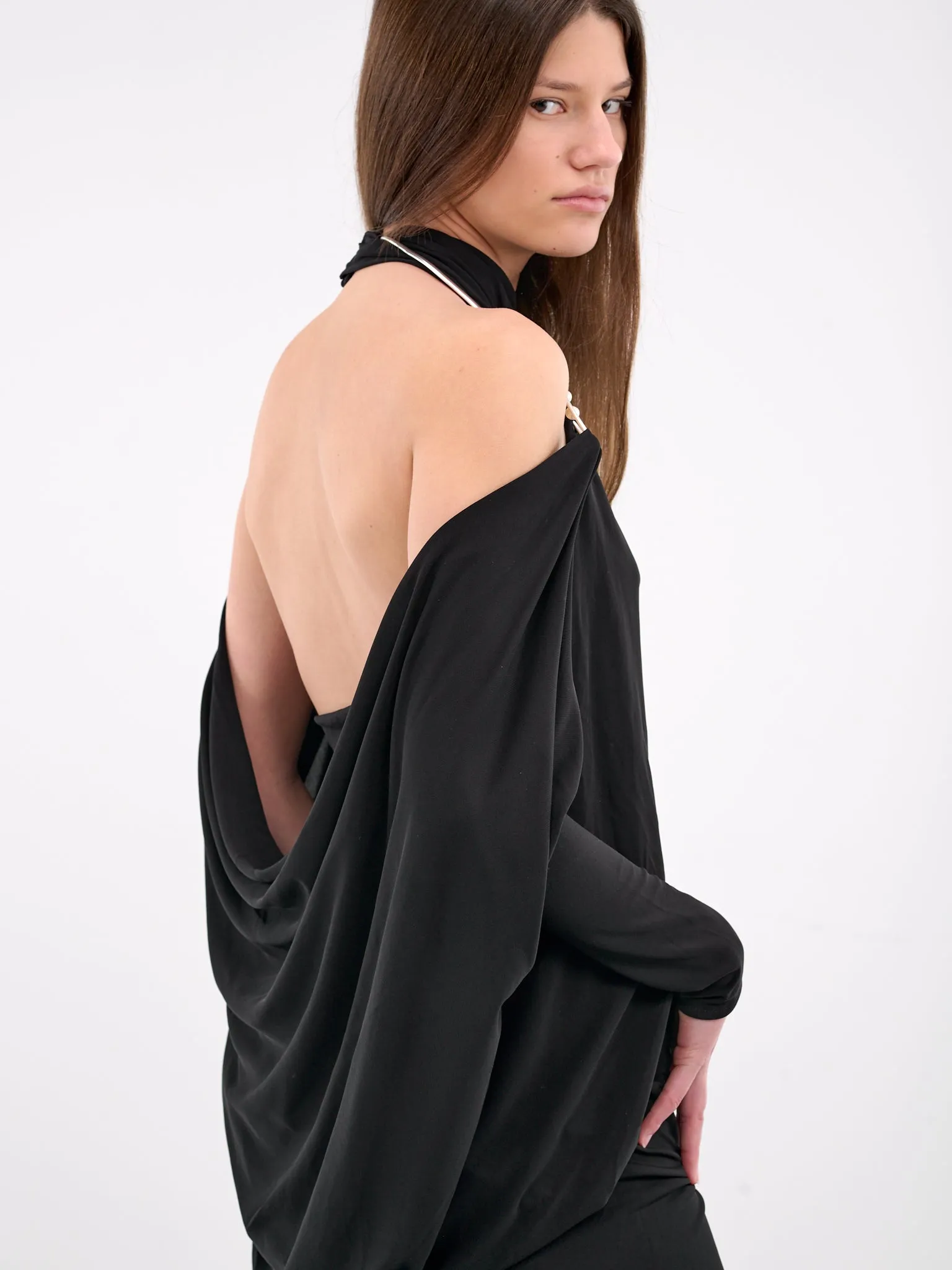 Levitate Halter Long Sleeve Dress (24043136-BLACK)