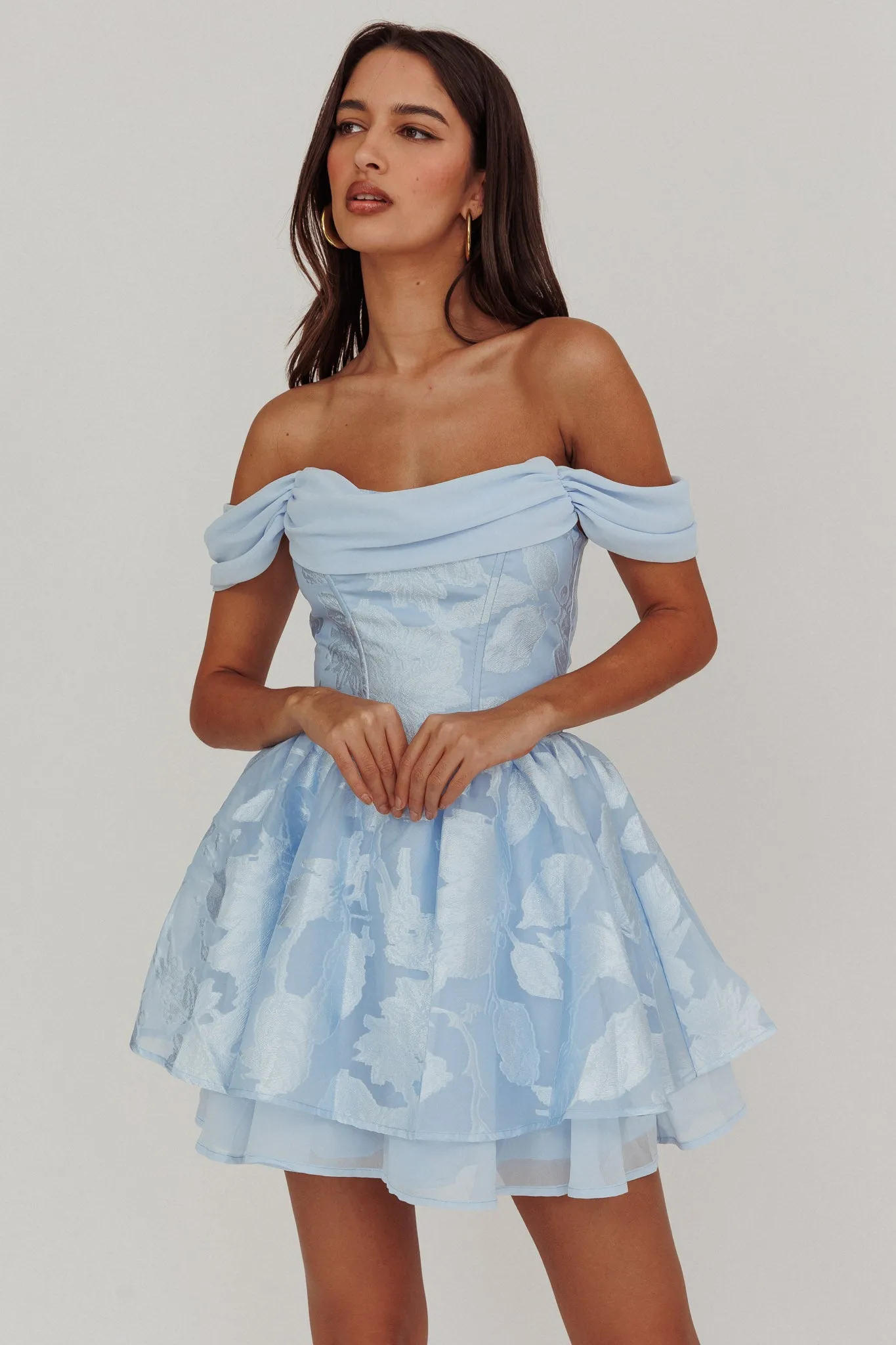 Lusting Off-Shoulder Mini Dress Blue