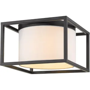 Manhattan 12 in 2 Lights Flush Mount Light Black Finish