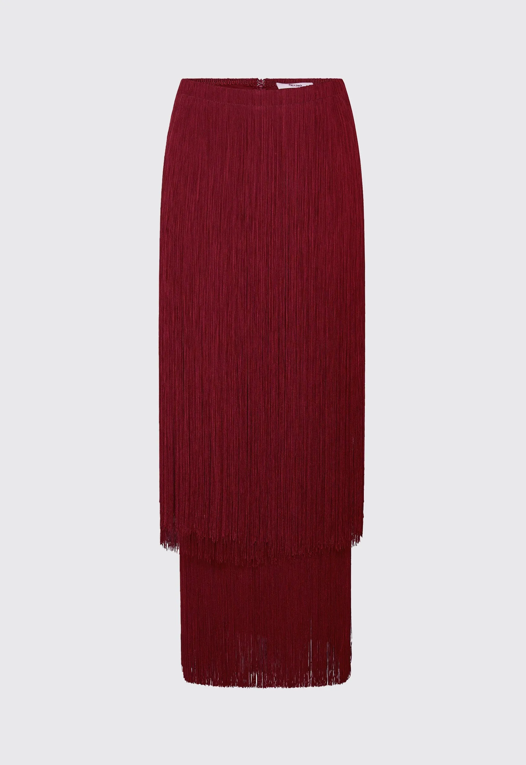 Marquee Wool Fringe Skirt - Cheru Red