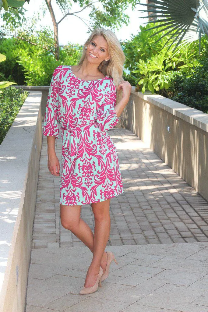 Mint and Fuchsia Short Dress