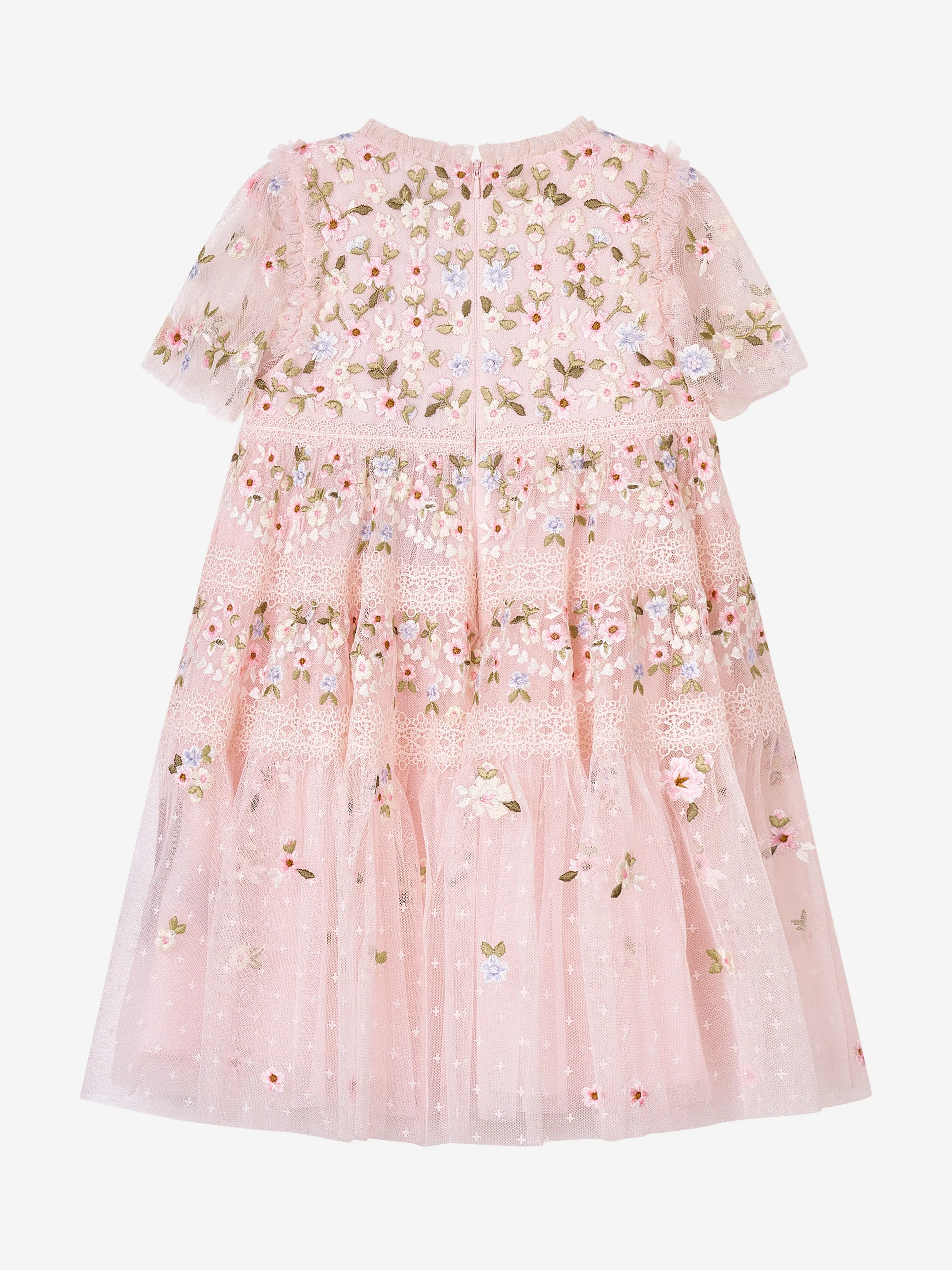 Needle & Thread Girls Garland Ribbon Dress in Pink