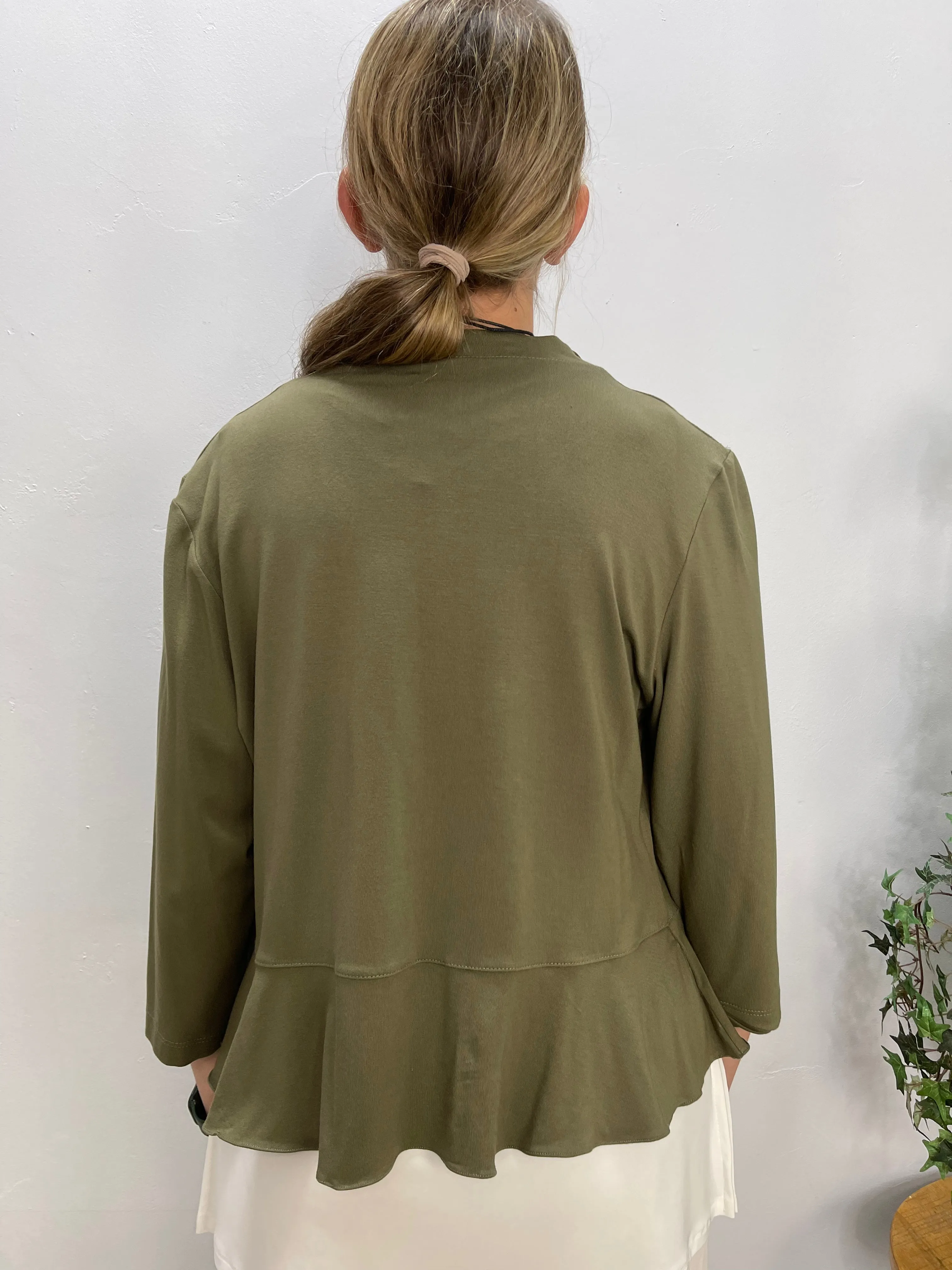 Olive 3/4 Sleeve Ruffle Bolero