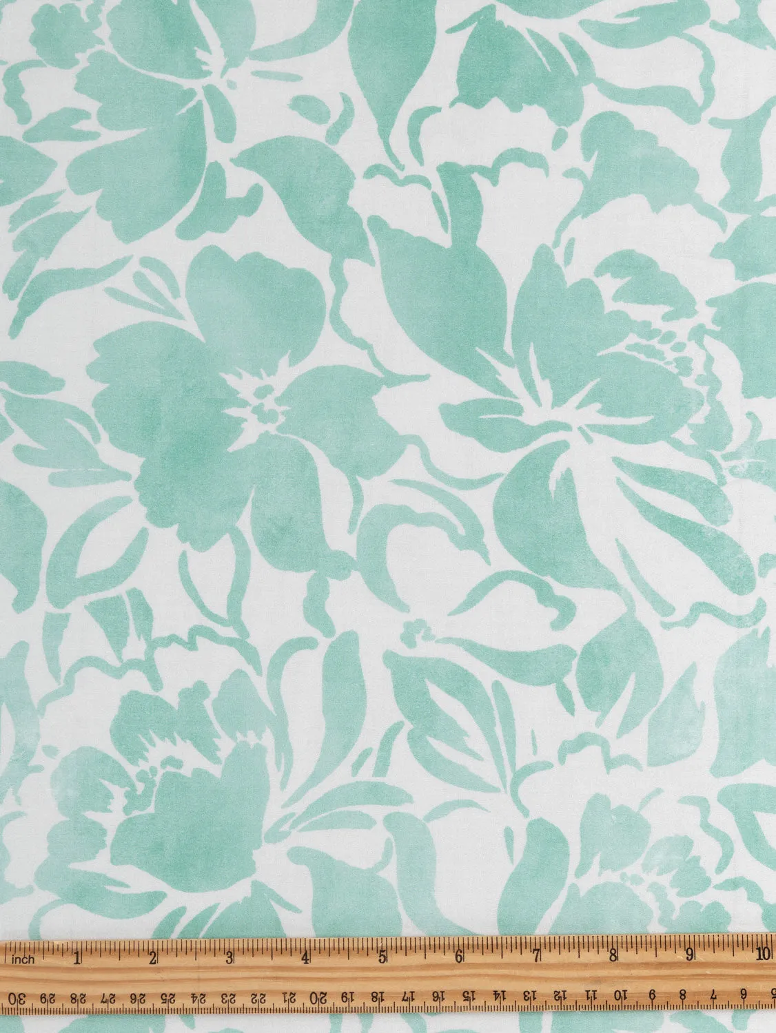 Pastel Floral Print Cotton Lawn - Cream   Mint - Swatch