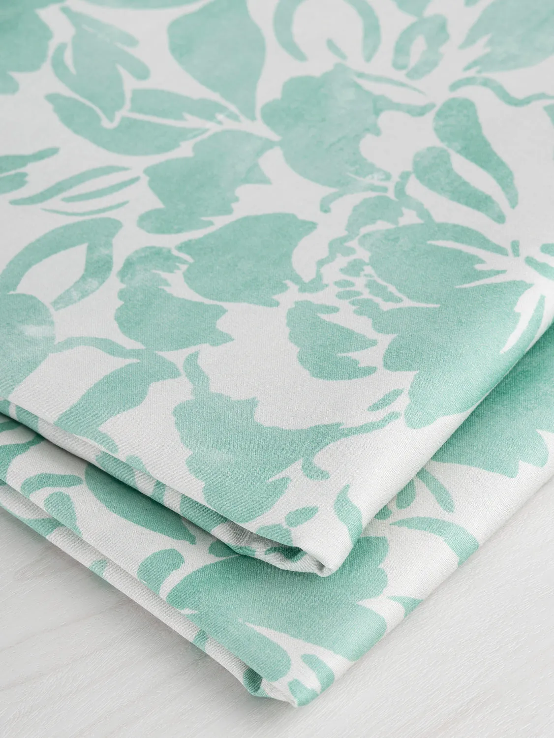 Pastel Floral Print Cotton Lawn - Cream   Mint - Swatch