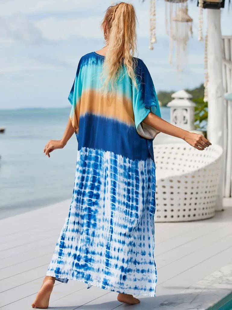 Patterned V Neck Summer Kaftan Dresses