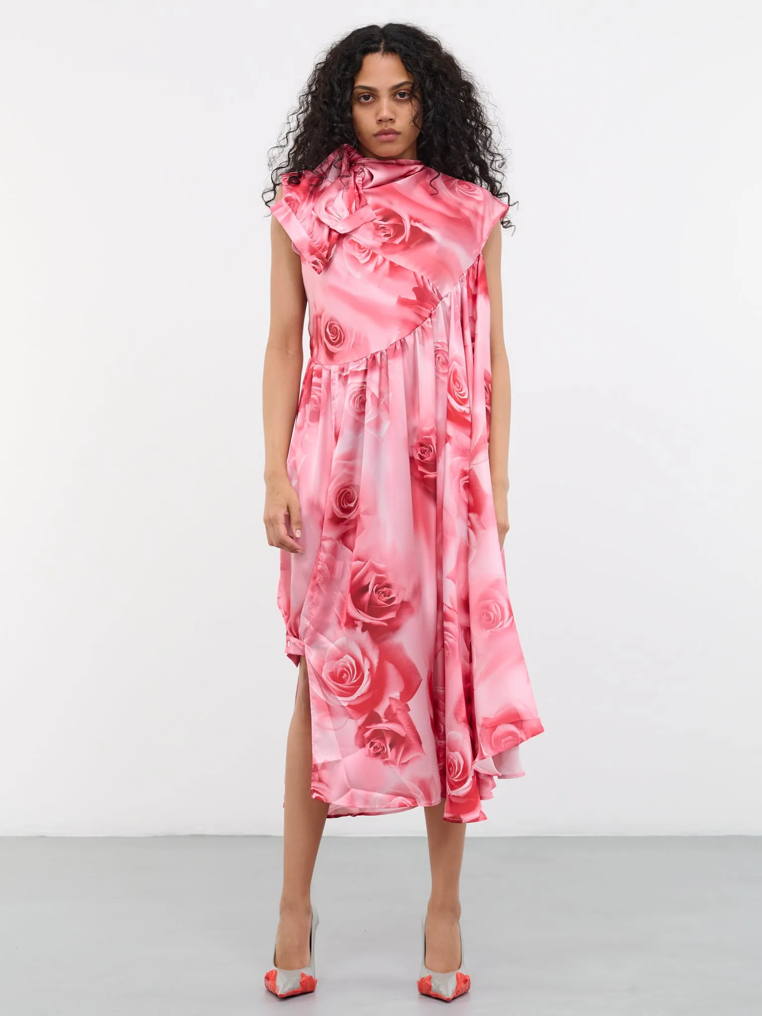 Peneled Shirts Dress (PT03DR04WW-PINK-ROSES)