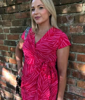 Pink & Red Print Dress