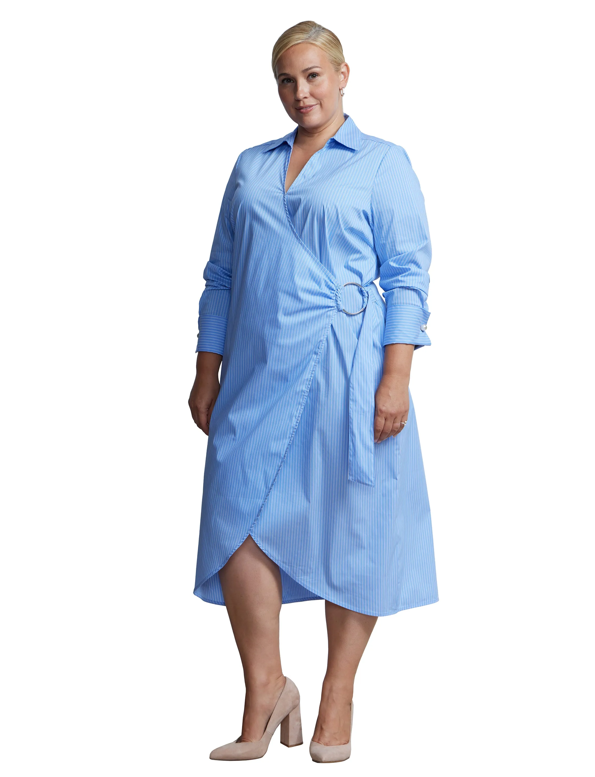 Plus Collared Wrap Shirt Dress