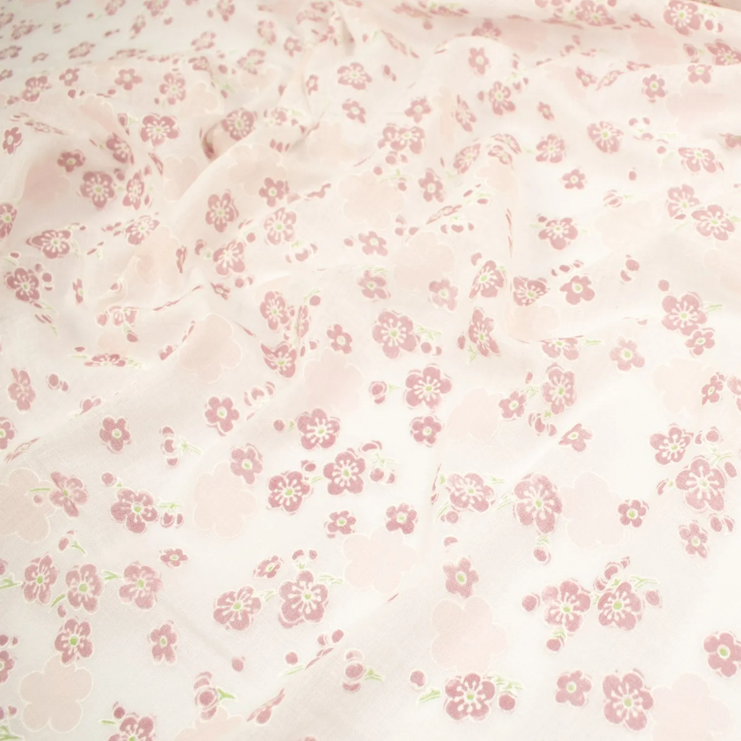 Printed Cotton Voile Design-40 Dusty Pink Sakura on White