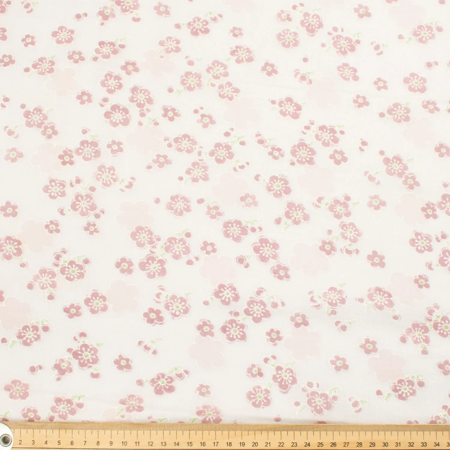 Printed Cotton Voile Design-40 Dusty Pink Sakura on White