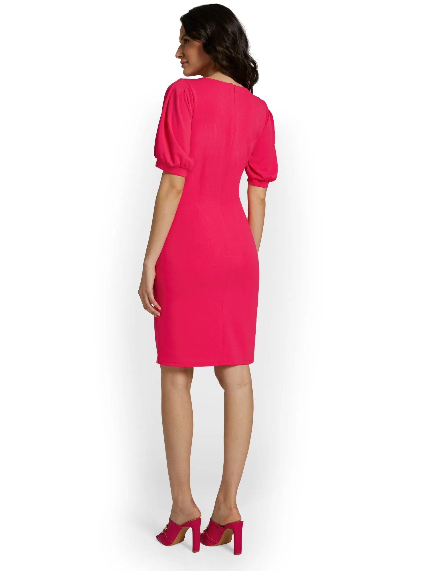 Puff-Sleeve Sheath Dress - Magic Crepe®