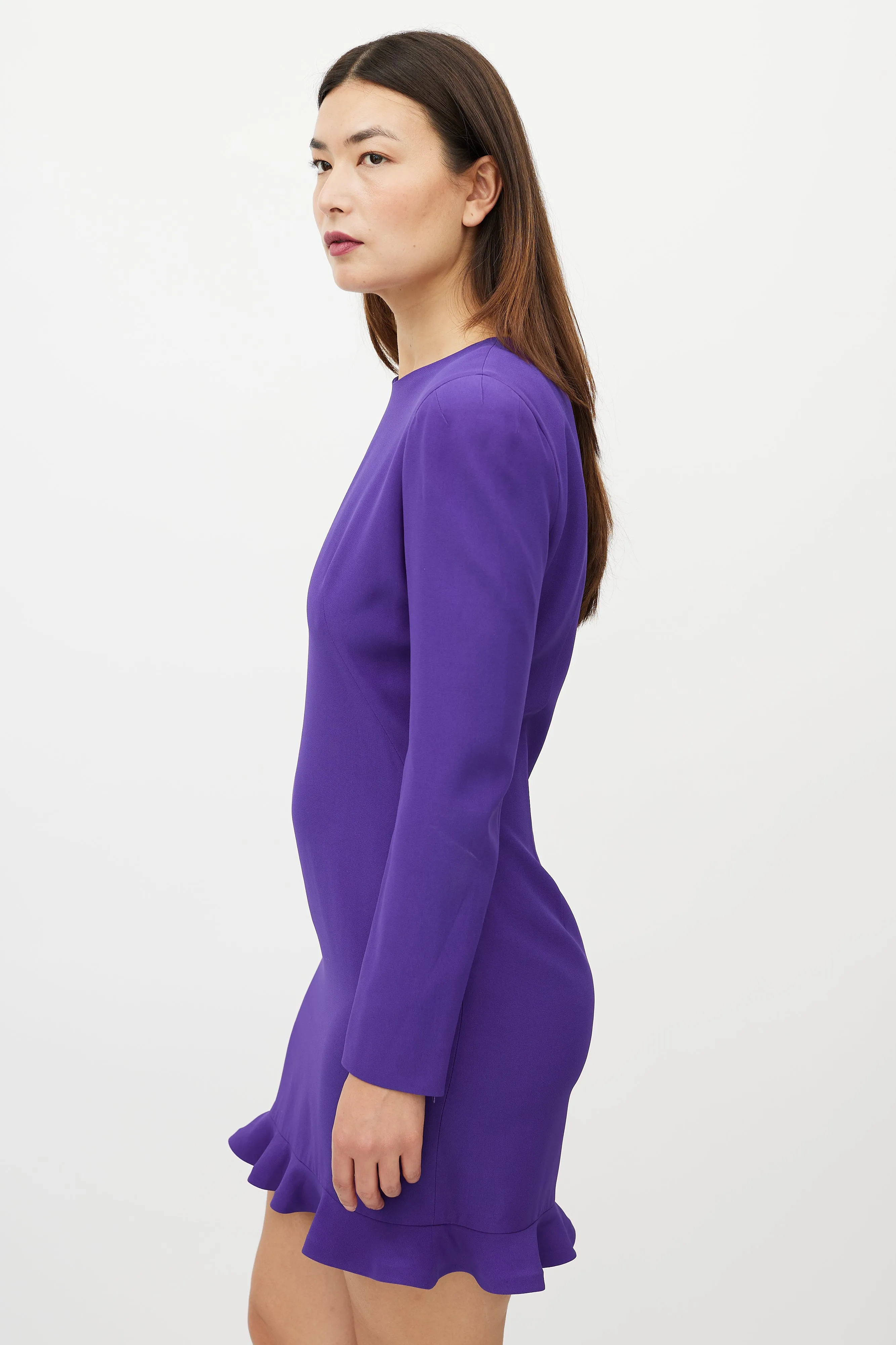 Purple Structured Shoulder Dress