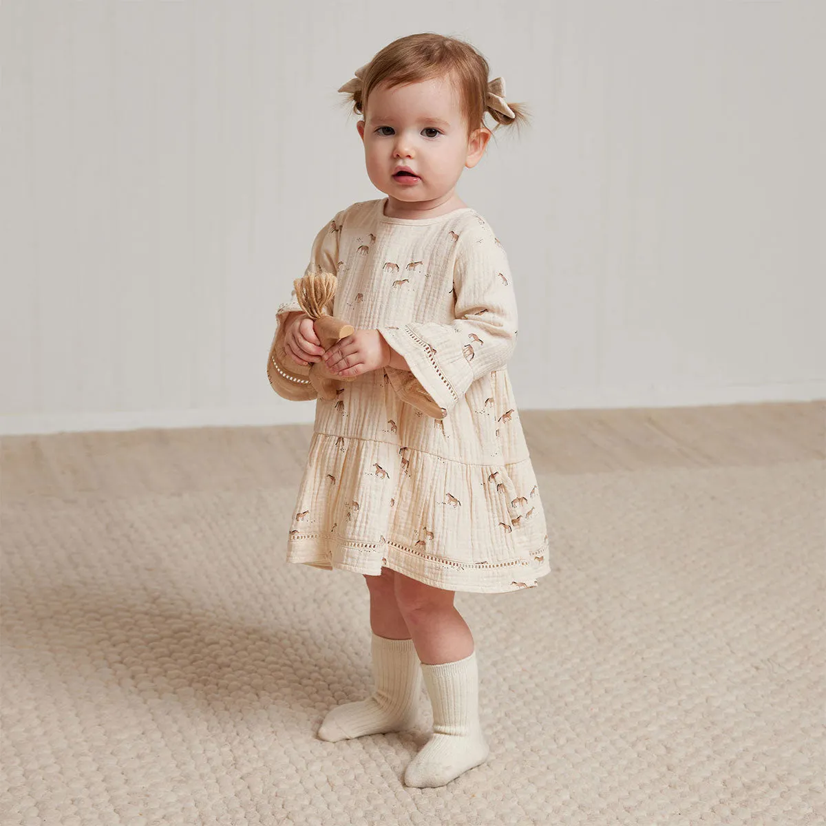 Quincy Mae Belle Dress - Horses - Natural