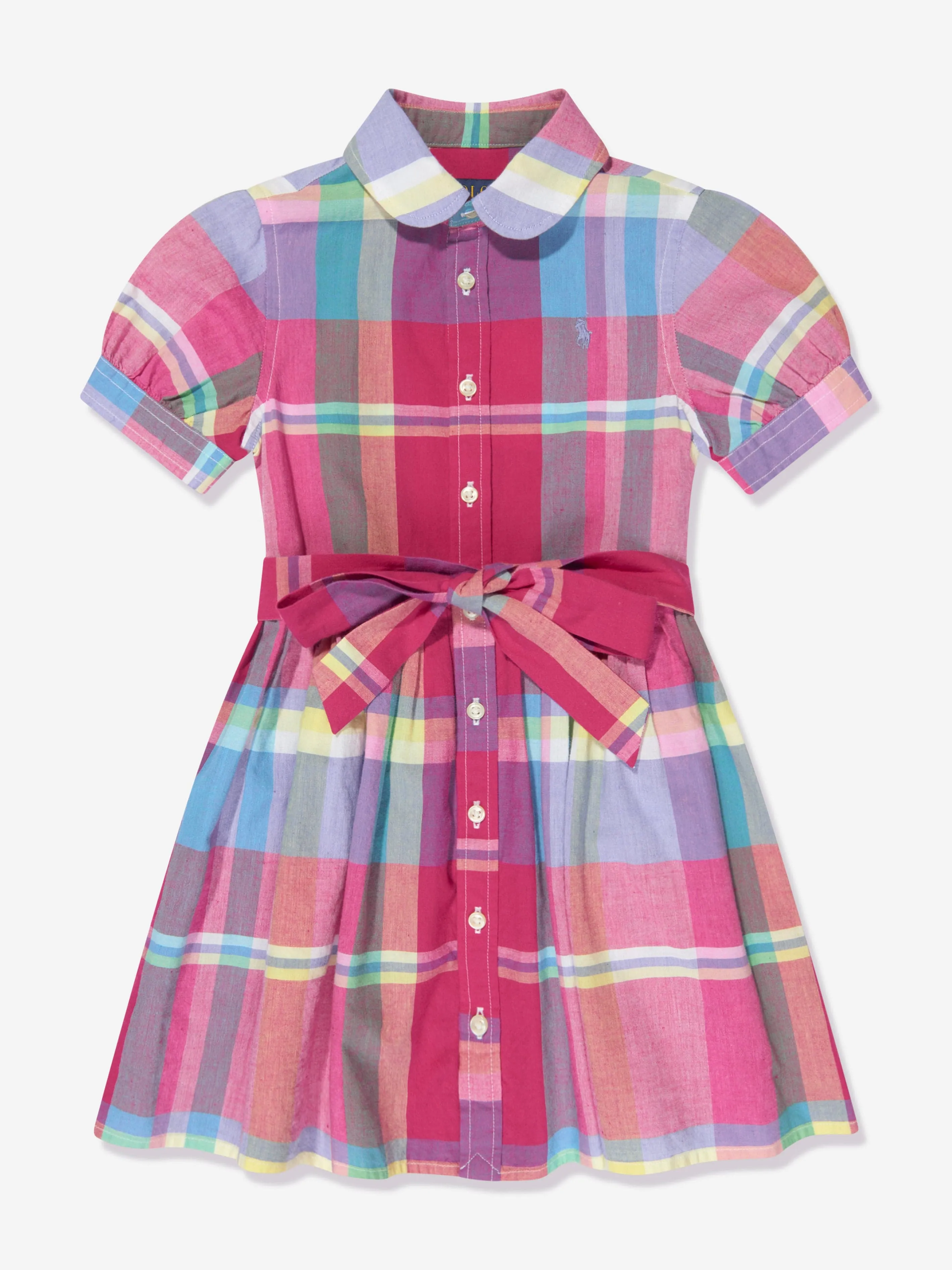 Ralph Lauren Girls Checked Shirt Dress in Red