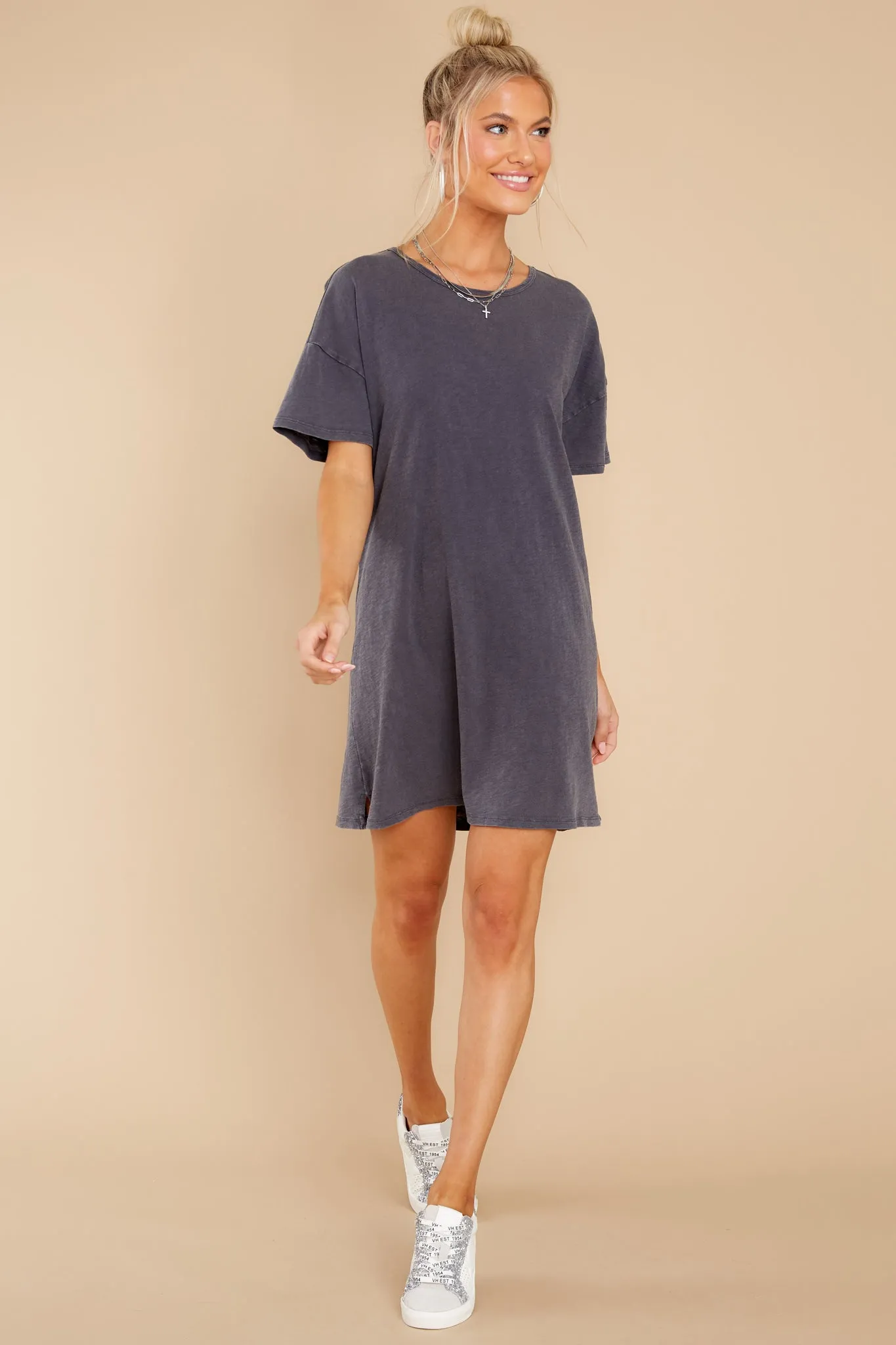 Relaxed Washed Black T-Shirt Dress