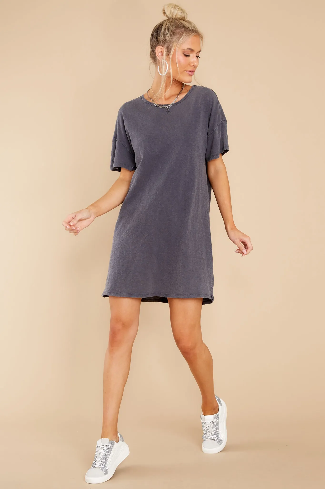 Relaxed Washed Black T-Shirt Dress